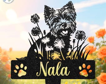Yorkshire Terrier Memorial Stake, Custom Pet Grave Marker, Metal Dog Loss Gift