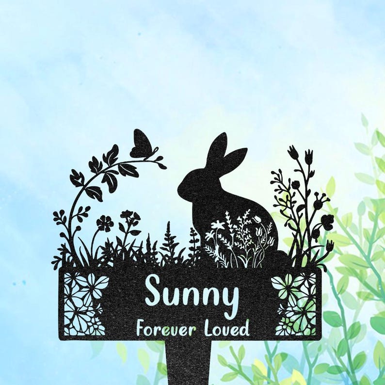 Name Sign For Rabbit Custom Rabbit Name Sign, Personalized Bunny Memorial Stake, Bunny Loss ...