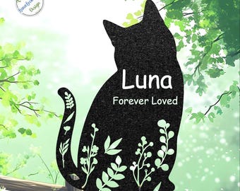 Personalized Cat Memorial Stake, Custom Outdoor Garden Grave Marker