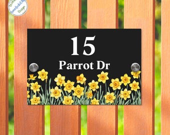 Custom Floral House Number Sign, Personalized Address Plaque