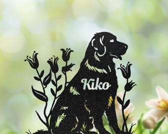 Gepersonaliseerde herdenkingsring gouden labrador, aangepaste grafmarkering hond, metalen terrasdecor, tuinkunst buiten, bord gazon, cadeau huisdier verlies