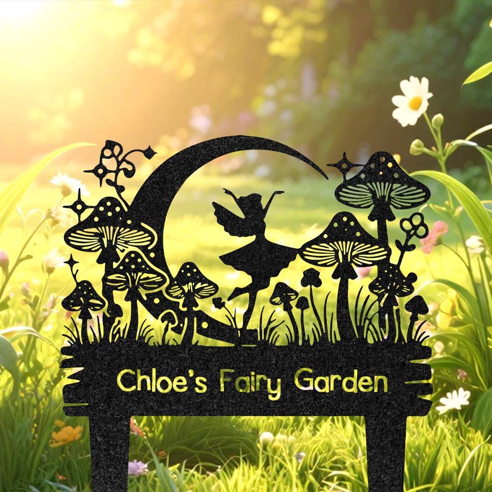 Personalized Metal Fairy Garden Sign, Custom Name Plaque - Etsy Israel