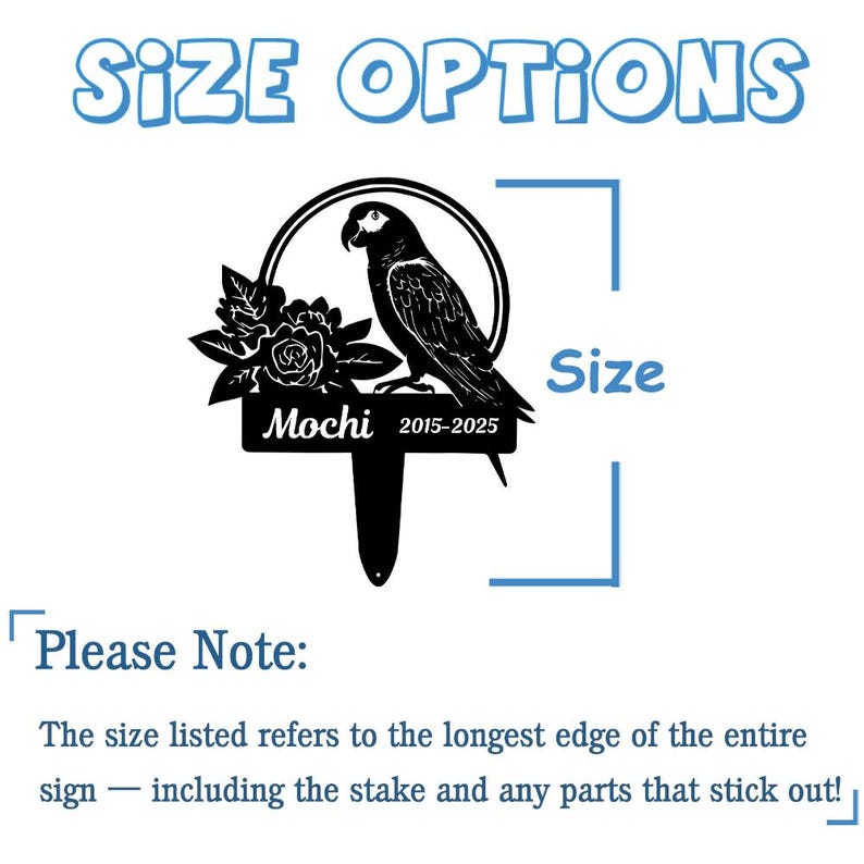 Memorial Bird Rip Personalized Parrot Memorial, Custom Metal Bird Grave Marker, Pet Loss ...