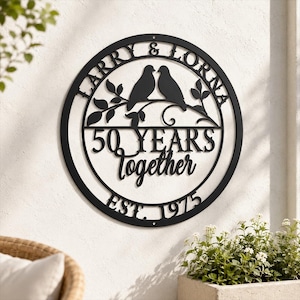 Personalized Anniversary Metal Sign, Custom Wedding Anniversary Gift, 40th/30th/50th/60th/Any Years Anniversary Wall Art, Wedding Year Decor