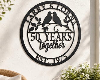 Personalized Anniversary Metal Sign, Custom Wedding Anniversary Gift, 40th/30th/50th/60th/Any Years Anniversary Wall Art, Wedding Year Decor