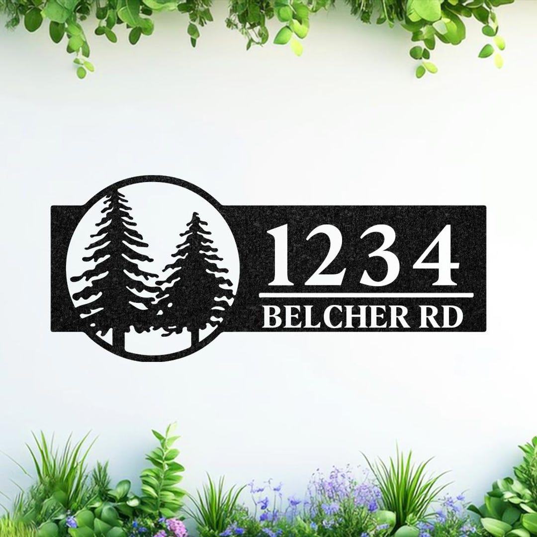 Custom Tree Signage Custom Pine Trees House Number Sign, Cabin Address Plaque - Etsy