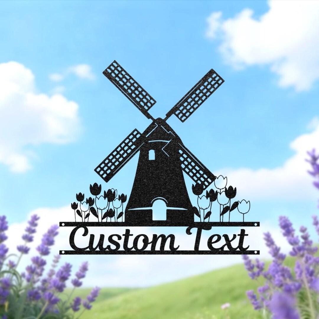 Personalized Windmill Sign, Custom Name Monogram Wall Art, Metal Ranch ...
