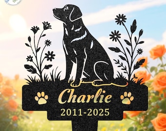 Paletto commemorativo personalizzato per Labrador, lapide personalizzata per cani, regalo di condoglianze per animali domestici, regalo per la perdita di un cane, targa in metallo per Labrador, decorazione per giardino esterno