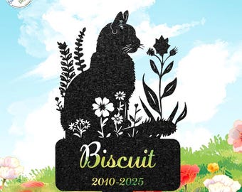 Estaca conmemorativa personalizada para gatos, lápida personalizada para mascotas, decoración metálica para jardín
