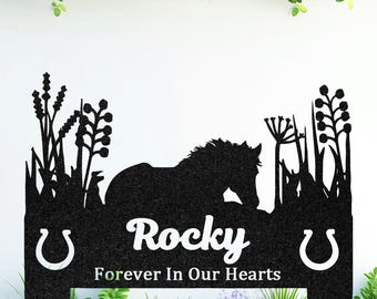 Personalized Horse Memorial Sign, Outdoor Metal Grave Marker, Pet Loss Gift