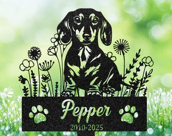 Personalized Dachshund Memorial Stake, Custom Dog Grave Marker, Pet Loss Gift
