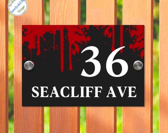 Personalized Halloween Address Plaque, Spooky Door Hanger