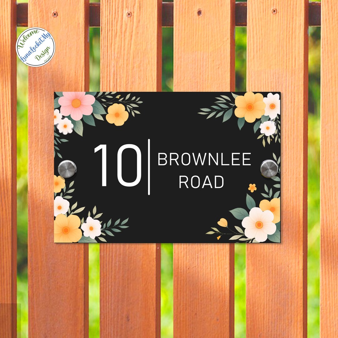 Custom Flower Address Plaque, Personalized House Number Sign - Etsy
