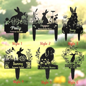 Custom Rabbit Name Sign, Personalized Bunny Memorial Stake, Bunny Loss Gift, Outdoor Garden Decor, Pet Sympathy Gift, Metal Yard Art