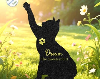 Personalized Cat Memorial Stake, Metal Pet Grave Marker, Garden Decor
