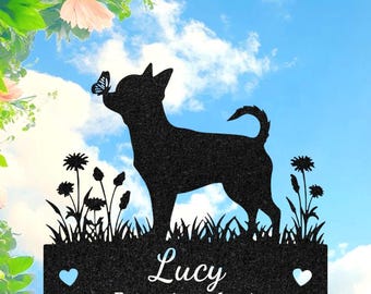 Personalized Chihuahua Memorial Stake, Custom Dog Grave Marker