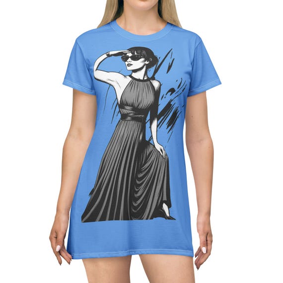 Blue Tee Dress | Elegance & High-fashion Glamour Urban Woman, Everyday Dress,  Jersey Dress, Oversized Tee Dress, Casual Dress - Etsy