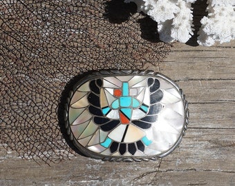 Ralph and Lillie Kallestewa Native America Zuni Knifewing Belt Buckle