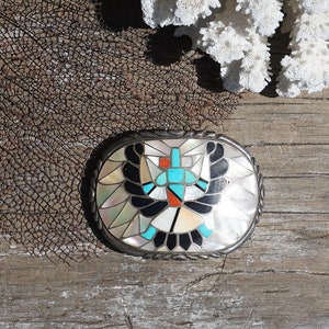 Ralph and Lillie Kallestewa Native America Zuni Knifewing Belt Buckle