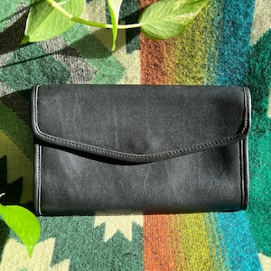 Vintage Coach NYC Envelope Clutch Black Leather