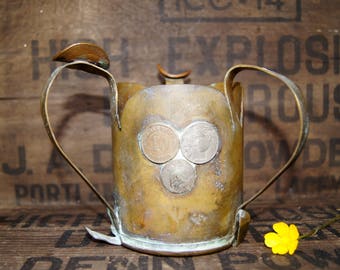 WW1 Trench Art Pipe Ashtray with Coins