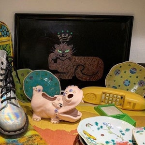 Couroc California Inlay Cat Serving Tray