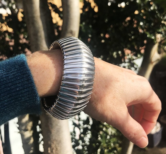 80's Givenchy Runway Silver Stretch Bangle Bracelet - Etsy