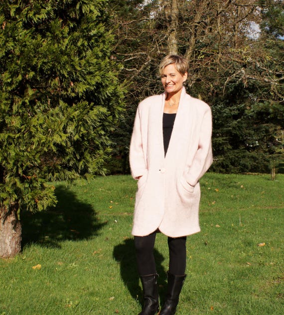 80's Oversized Pink Mohair Sweater Coat