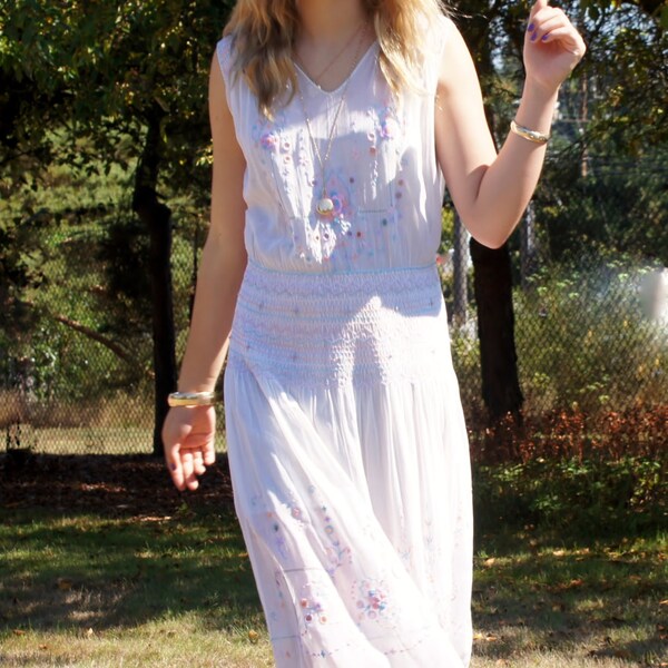 1920's Bohemian Embroidered Tea Frock Dress