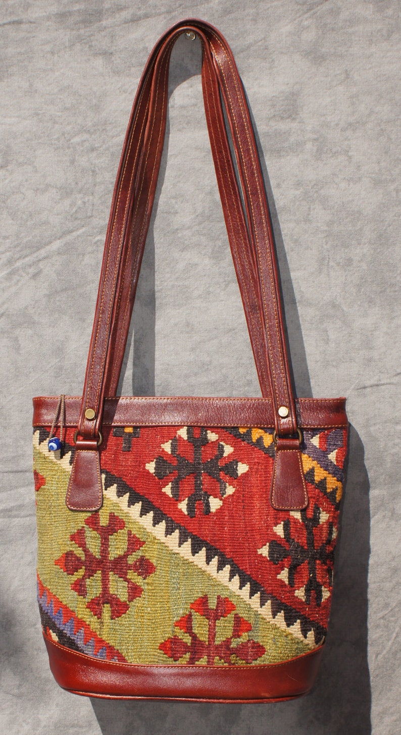 Turkish carpet bag tote kilim purse Etsy