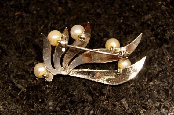 Cultured Pearl Sterling Brooch Pin - image 3