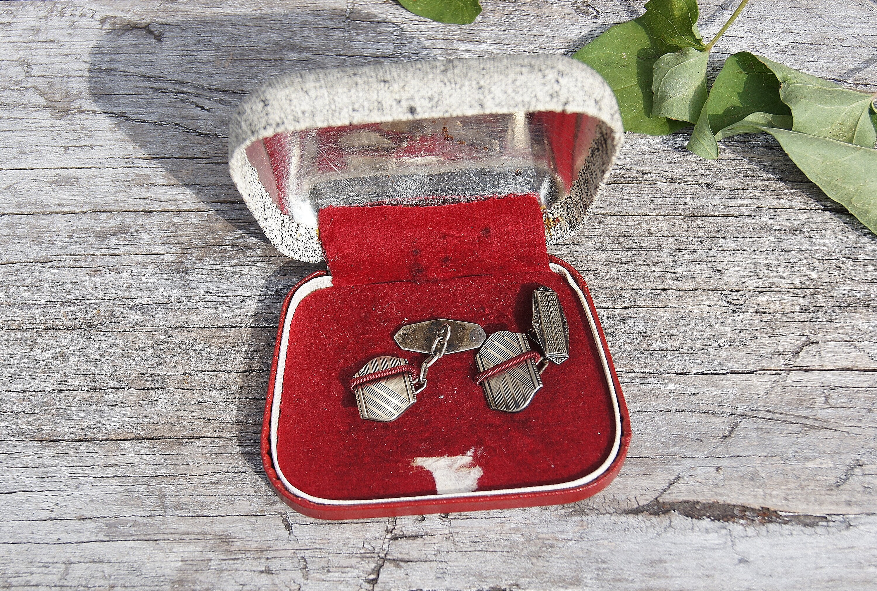 Boutons De Manchette Art Déco En Argent Sterling Poinçonnés - Vintage, En Bon état