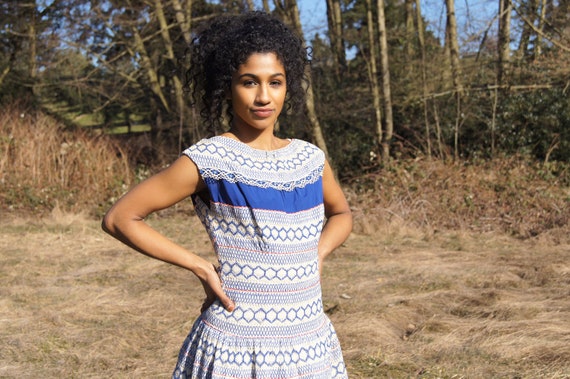 70's Mauser Wodell Crocheted Smocked Party Dress