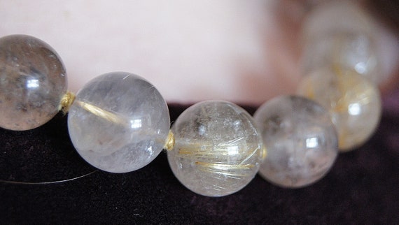 Rutilated Quartz Beaded 14K Gold Necklace - image 4