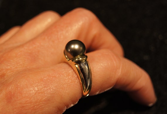 Vintage Tahitian Pearl 14K White and Yellow Gold … - image 5