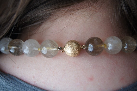 Rutilated Quartz Beaded 14K Gold Necklace - image 7