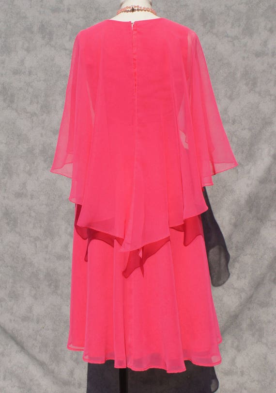 Spring 60's Bright Pink Chiffon Draped Dress - image 5