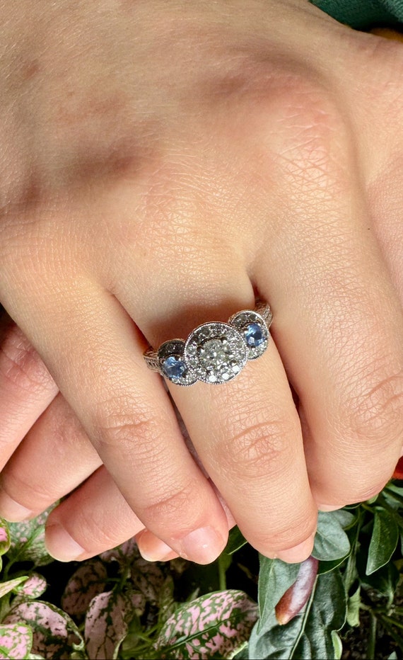 White Gold Diamond and Sapphire Engagement Ring