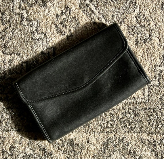 Vintage Coach NYC Envelope Clutch Black Leather - image 2