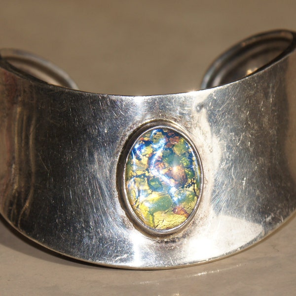 Taxco Opal wide cuff bracelet
