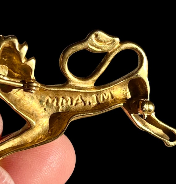 MMA Gold Lion Foo Dog Brooch Pin - image 5