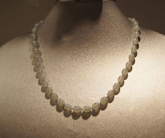 Translucent Blue Gray Natural Jadeite Jade Neckla… - image 3