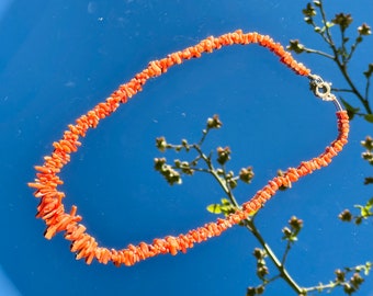 Vintage Red Coral Beach Jewelry Necklace