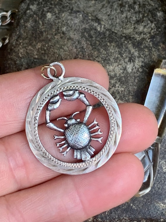 Cancer Crab Sterling Silver Pendant Necklace Medal