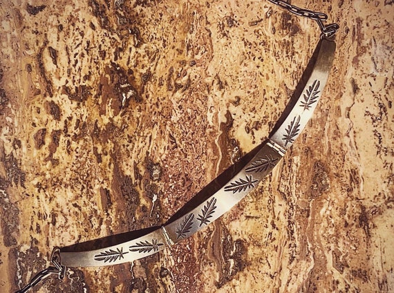 60's Sterling Silver Zuni Choker Necklace Boho Fe… - image 2