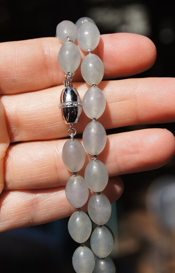 Translucent Blue Gray Natural Jadeite Jade Neckla… - image 9