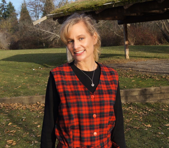 Pendleton Wool Red Plaid Holiday Jumper Dress - image 7