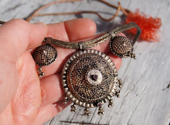 online handmade White Metal Tribal Coin Necklace