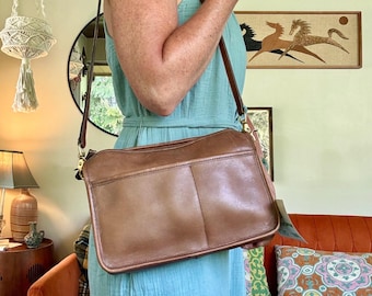 Vintage Coach 0515 Brown Leather Belt Bag Fanny Pack Size M-L Made