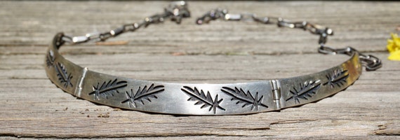 60's Sterling Silver Zuni Choker Necklace Boho Fe… - image 5